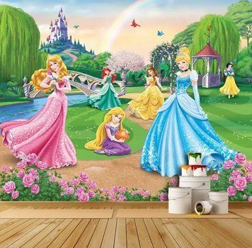 Fototapet - "Fototapet Prințese Disney pe fundalul copacilor și a unui curcubeu" Ska4982 фото