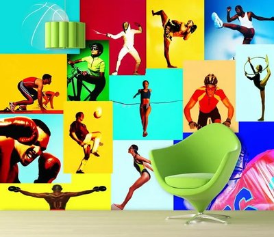 Виды спорта на разноцветных фонах, спорт Spo3082 фото