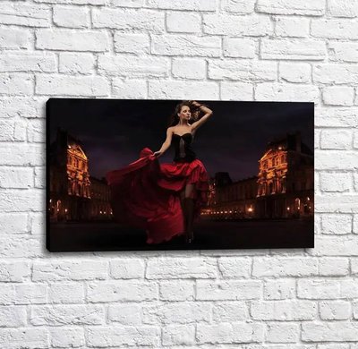 Постер Девушка в красном платье на фоне архитектуры, фламенко Tan19227 фото