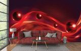 Фотообои - "Красные ленты и сферы, 3D Абстракция" 3D4983 фото