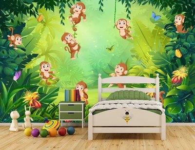 Maimuțe pe o poiană verde din junglă Fot533 фото