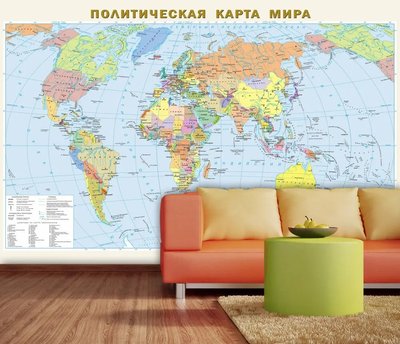 Политическая карта мира с меридианами и параллелями Sov1083 фото