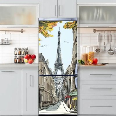 Autocolant 3D pentru ușă, Paris pe hârtie STD14 фото