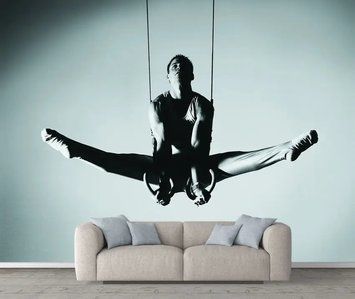 Fototapet - "Fototapet Gimnastă pe inele &icirc;n stil alb-negru" Spo3084 фото