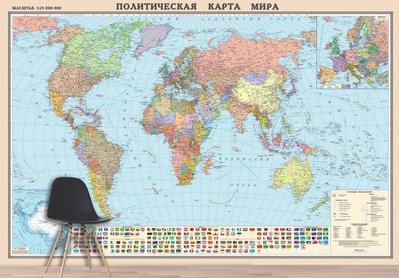 Harta politică a lumii cu scară, legendă și steaguri de țară Sov1084 фото