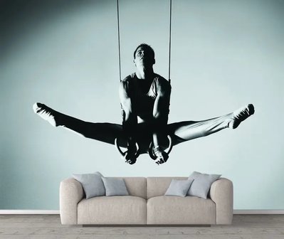 Фотообои Гимнаст на кольцах в черно белом стиле Spo3084 фото