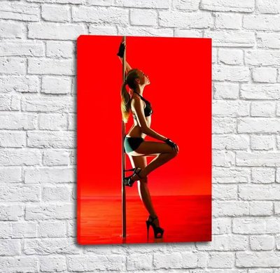 Poster Fată dansând pe un stâlp, fundal roșu Tan19229 фото