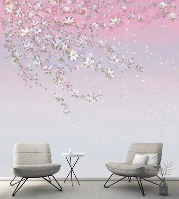 Fototapet Ramuri de magnolie pe fond roz Fan4885 фото