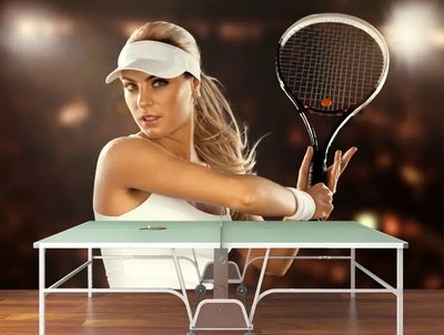 Jucător de tenis cu rachetă, sport Spo2935 фото