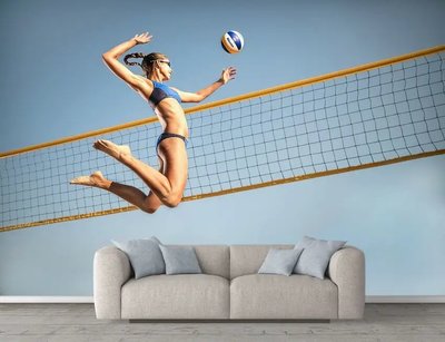 Фотообои Волейболистка с мячом на фоне сетки Spo3085 фото
