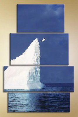 Модульные картины Полиптих, пингвин прыгун ZHi9386 фото