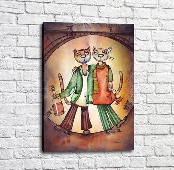 Poster Pisici care beau prieteni Kot17064 фото