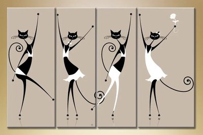 Модульные картины Полиптих, танцующие кошки ZHi9336 фото