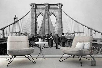 Фотообои Бруклинский мост в черно белом стиле, ретро Ark2286 фото