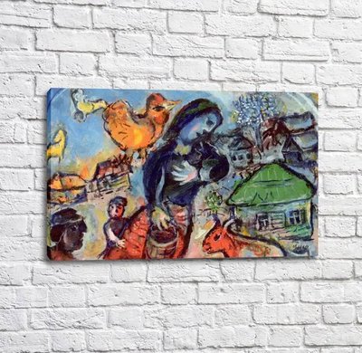 Картина Marc Chagall ScГЁne de village au coq jaune Mar13237 фото