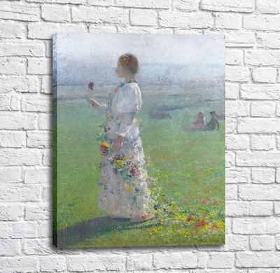 Картина Анри Мартен - Девушка, прогуливающаяся в поле, 1889 Imp12587 фото
