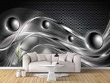 Фотообои - "Серые ленты и сферы на черном фоне, 3D Абстракции" 3D4787 фото