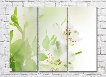 Triptic flori de crin alb pe fundal alb TSv8087 фото