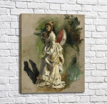 Pictură de Pierre Auguste Renoir T&acirc;nără cu umbrelă de soare, 1868 Ren14538 фото