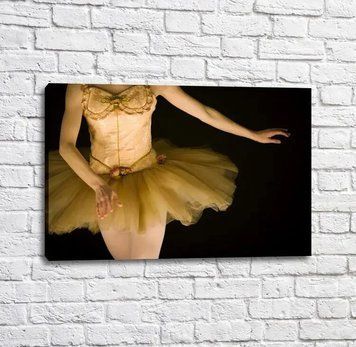 Poster Balerina &icirc;ntr-o tutu bej pe fond negru Tan19232 фото