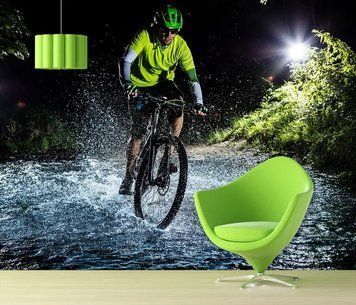 Fototapet - "Biciclist pe drum umed, sport" Spo3093 фото