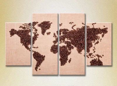Модульные картины Кофейные зерна. Карта мира_01 Eda6543 фото