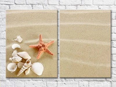 Диптих Ракушка и морская звезда на песке Mor8243 фото