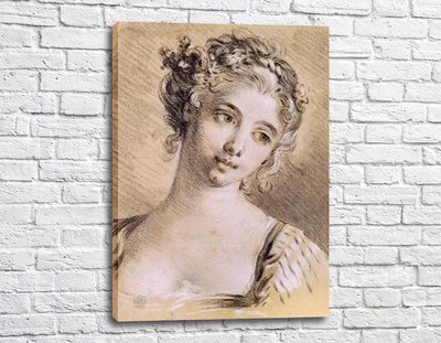Картина Эскиз - Голова девушки, художник Франсуа Буше Fra11293 фото