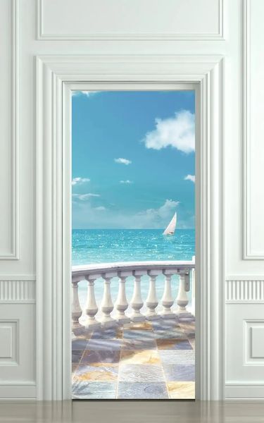 3Д наклейка на дверь, Морской вид ST234 фото