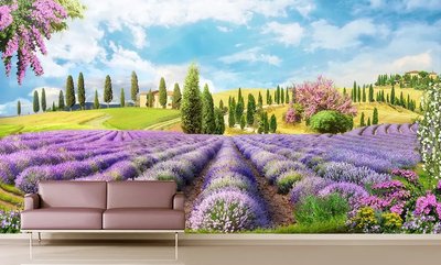 Peisaj toscan cu câmp de lavandă Fre644 фото