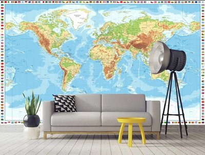 Harta politică a lumii și steaguri ale țărilor din jurul perimetrului Sov1094 фото