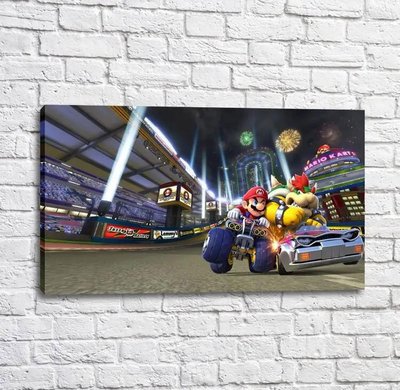 Постер Марио на гоночном квадроцикле на фоне салюта Mul16314 фото