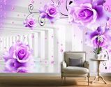 Фотообои - "Крупные фиолетовые розы, светлый туннель" 3D195 фото