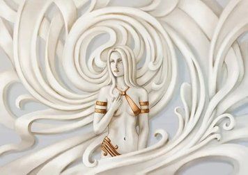 Fototapet - "Fototapet Sculptură 3D a unei fete cu aur_01" 3D2245 фото