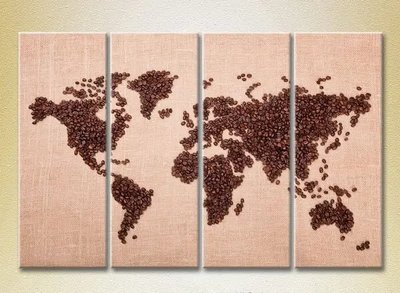 Модульные картины Кофейные зерна. Карта мира Eda6545 фото