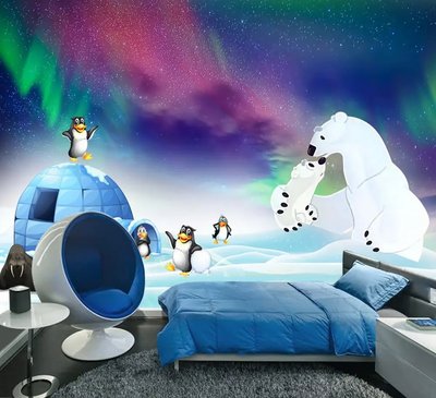 Urși polari și pinguini pe fundalul aurorelor boreale Fot495 фото