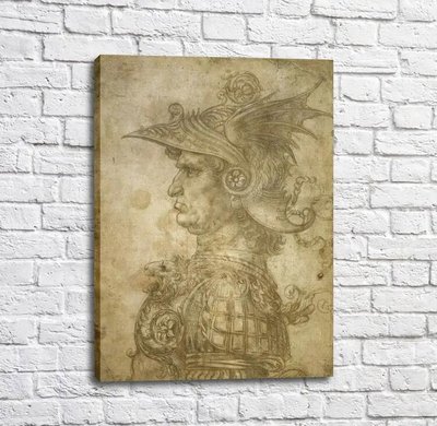 Картина Bust of a warrior in profile, Leonardo da Vinci Leo14146 фото