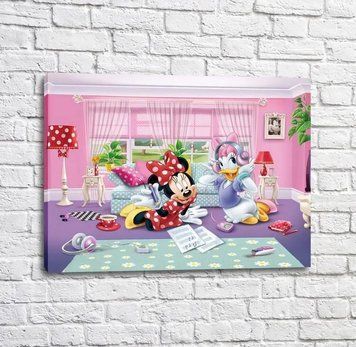 Poster cu Minnie Mouse și Daisy ascult&acirc;nd muzică &icirc;n camera roz Mul16316 фото