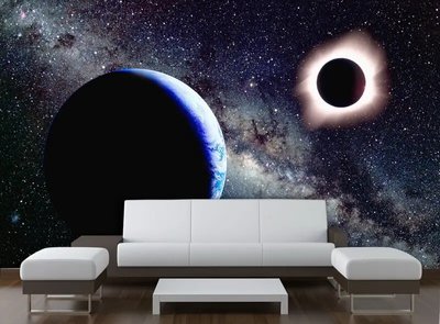 Fototapet Eclipsă solară pe fundalul stelelor și cometelor, spațiu Kos2346 фото