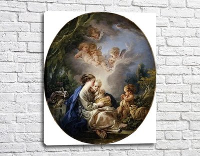 Картина Мадонна с младенцем, маленьким Иоанном Крестителем и ангелами Fra11396 фото