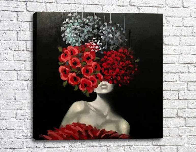 Poster Coafura și rochie cu flori roșii strălucitoare Ann17075 фото