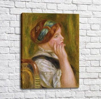 Pictură Pierre Auguste Renoir Portretul unei femei cu panglică verde, 1905 Ren14198 фото