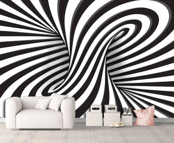 Фотообои Черно белая полосатая воронка в 3Д объеме 3D4747 фото
